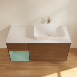 Тумба под раковину Villeroy & Boch Finion 120х50,1 см с подсветкой МДФ шпон грецкого ореха/стекло белое матовое F801GMGN