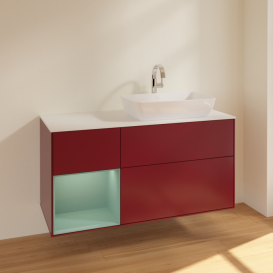 Тумба под раковину Villeroy & Boch Finion 120х50,1 см с подсветкой МДФ пион матовый лак/стекло белое матовое F801GMHB