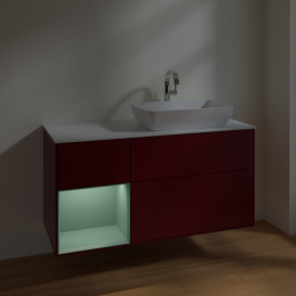 Тумба под раковину Villeroy & Boch Finion 120х50,1 см с подсветкой МДФ пион матовый лак/стекло белое матовое F801GMHB