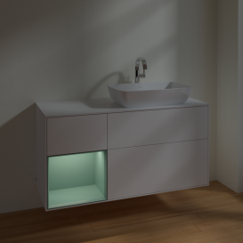 Тумба под раковину Villeroy & Boch Finion 120х50,1 см с подсветкой МДФ белый матовый лак/стекло белое матовое F801GMMT