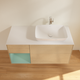 Тумба под раковину Villeroy & Boch Finion 120х50,1 см с подсветкой МДФ шпон дуба/стекло белое матовое F801GMPC