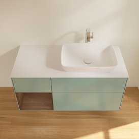 Тумба под раковину Villeroy & Boch Finion 120х50,1 см с подсветкой МДФ оливковый матовый лак/стекло белое матовое F801GNGM