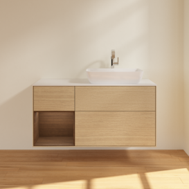 Тумба под раковину Villeroy & Boch Finion 120х50,1 см с подсветкой МДФ шпон дуба/стекло белое матовое F801GNPC