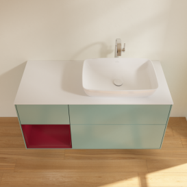 Тумба под раковину Villeroy & Boch Finion 120х50,1 см с подсветкой МДФ оливковый матовый лак/стекло белое матовое F801HBGM