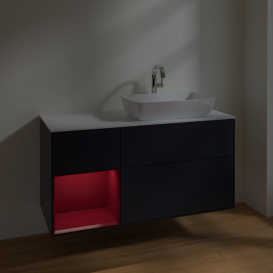 Тумба под раковину Villeroy & Boch Finion 120х50,1 см с подсветкой МДФ темно-синий матовый лак/стекло белое матовое F801HBHG