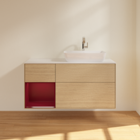 Тумба под раковину Villeroy & Boch Finion 120х50,1 см с подсветкой МДФ шпон дуба/стекло белое матовое F801HBPC