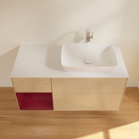 Тумба под раковину Villeroy & Boch Finion 120х50,1 см с подсветкой МДФ шпон дуба/стекло белое матовое F801HBPC