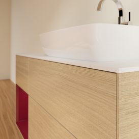 Тумба под раковину Villeroy & Boch Finion 120х50,1 см с подсветкой МДФ шпон дуба/стекло белое матовое F801HBPC