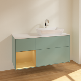 Тумба под раковину Villeroy & Boch Finion 120х50,1 см с подсветкой МДФ оливковый матовый лак/стекло белое матовое F801HFGM