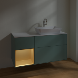 Тумба под раковину Villeroy & Boch Finion 120х50,1 см с подсветкой МДФ оливковый матовый лак/стекло белое матовое F801HFGM