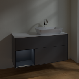 Тумба под раковину Villeroy & Boch Finion 120х50,1 см с подсветкой МДФ антрацит матовый лак/стекло белое матовое F801HGGK