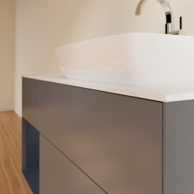 Тумба под раковину Villeroy & Boch Finion 120х50,1 см с подсветкой МДФ антрацит матовый лак/стекло белое матовое F801HGGK