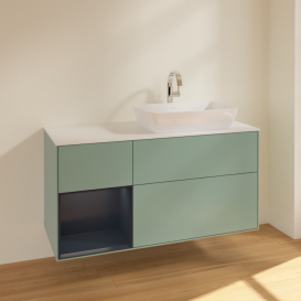 Тумба под раковину Villeroy & Boch Finion 120х50,1 см с подсветкой МДФ оливковый матовый лак/стекло белое матовое F801HGGM