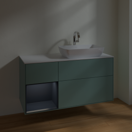 Тумба под раковину Villeroy & Boch Finion 120х50,1 см с подсветкой МДФ оливковый матовый лак/стекло белое матовое F801HGGM