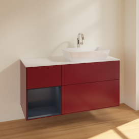 Тумба под раковину Villeroy & Boch Finion 120х50,1 см с подсветкой МДФ пион матовый лак/стекло белое матовое F801HGHB