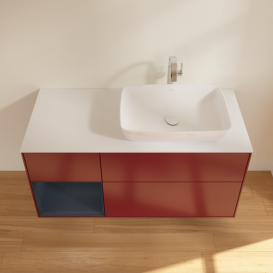 Тумба под раковину Villeroy & Boch Finion 120х50,1 см с подсветкой МДФ пион матовый лак/стекло белое матовое F801HGHB