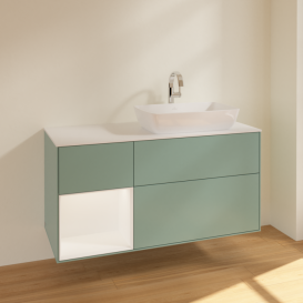 Тумба под раковину Villeroy & Boch Finion 120х50,1 см с подсветкой МДФ оливковый матовый лак/стекло белое матовое F801MTGM