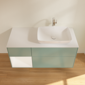 Тумба под раковину Villeroy & Boch Finion 120х50,1 см с подсветкой МДФ оливковый матовый лак/стекло белое матовое F801MTGM