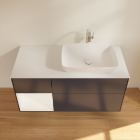 Тумба под раковину Villeroy & Boch Finion 120х50,1 см с подсветкой МДФ темно-синий матовый лак/стекло белое матовое F801MTHG