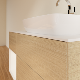 Тумба под раковину Villeroy & Boch Finion 120х50,1 см с подсветкой МДФ шпон дуба/стекло белое матовое F801MTPC