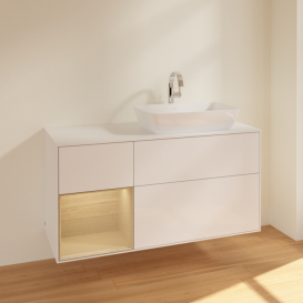 Тумба под раковину Villeroy & Boch Finion 120х50,1 см с подсветкой МДФ глянцевый белый лак/стекло белое матовое F801PCGF