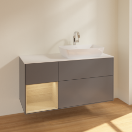 Тумба під раковину Villeroy & Boch Finion 120х50,1 см із підсвічуванням МДФ антрацит матовий лак/скло біле матове F801PCGK