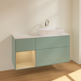 Тумба под раковину Villeroy & Boch Finion 120х50,1 см с подсветкой МДФ оливковый матовый лак/стекло белое матовое F801PCGM