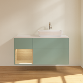 Тумба под раковину Villeroy & Boch Finion 120х50,1 см с подсветкой МДФ оливковый матовый лак/стекло белое матовое F801PCGM