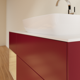 Тумба под раковину Villeroy & Boch Finion 120х50,1 см с подсветкой МДФ пион матовый лак/стекло белое матовое F801PCHB