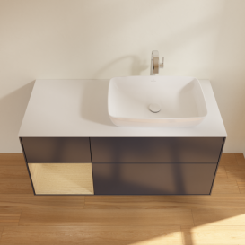 Тумба под раковину Villeroy & Boch Finion 120х50,1 см с подсветкой МДФ темно-синий матовый лак/стекло белое матовое F801PCHG