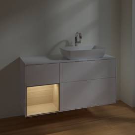 Тумба под раковину Villeroy & Boch Finion 120х50,1 см с подсветкой МДФ белый матовый лак/стекло белое матовое F801PCMT