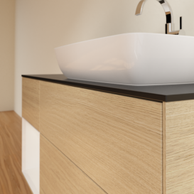 Тумба под раковину Villeroy & Boch Finion 120х50,1 см с подсветкой МДФ шпон дуба/стекло черное матовое F802GFPC