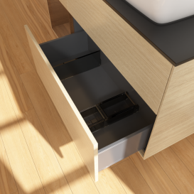 Тумба под раковину Villeroy & Boch Finion 120х50,1 см с подсветкой МДФ шпон дуба/стекло черное матовое F802GNPC