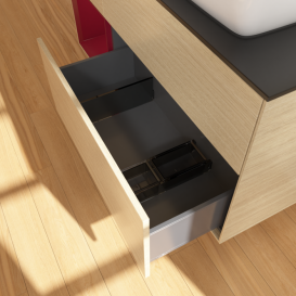 Тумба под раковину Villeroy & Boch Finion 120х50,1 см с подсветкой МДФ шпон дуба/стекло черное матовое F802HBPC