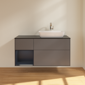 Тумба под раковину Villeroy & Boch Finion 120х50,1 см с подсветкой МДФ антрацит матовый лак/стекло черное матовое F802HGGK