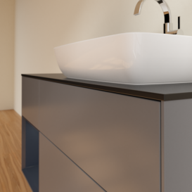 Тумба под раковину Villeroy & Boch Finion 120х50,1 см с подсветкой МДФ антрацит матовый лак/стекло черное матовое F802HGGK