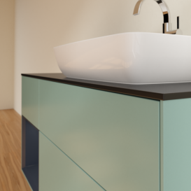 Тумба под раковину Villeroy & Boch Finion 120х50,1 см с подсветкой МДФ оливковый матовый лак/стекло черное матовое F802HGGM