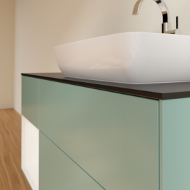 Тумба под раковину Villeroy & Boch Finion 120х50,1 см с подсветкой МДФ оливковый матовый лак/стекло черное матовое F802MTGM