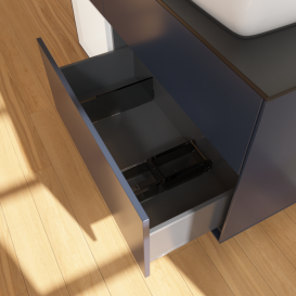 Тумба под раковину Villeroy & Boch Finion 120х50,1 см с подсветкой МДФ темно-синий матовый лак/стекло черное матовое F802MTHG