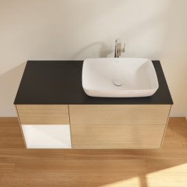 Тумба под раковину Villeroy & Boch Finion 120х50,1 см с подсветкой МДФ шпон дуба/стекло черное матовое F802MTPC