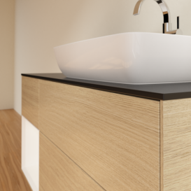 Тумба под раковину Villeroy & Boch Finion 120х50,1 см с подсветкой МДФ шпон дуба/стекло черное матовое F802MTPC