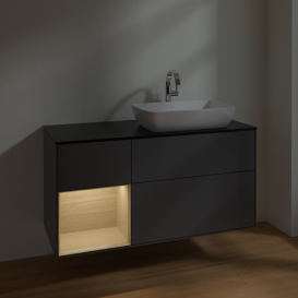 Тумба под раковину Villeroy & Boch Finion 120х50,1 см с подсветкой МДФ антрацит матовый лак/стекло черное матовое F802PCGK