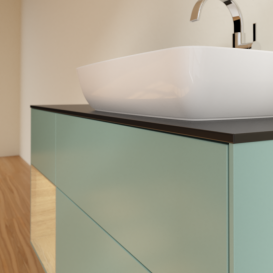 Тумба под раковину Villeroy & Boch Finion 120х50,1 см с подсветкой МДФ оливковый матовый лак/стекло черное матовое F802PCGM