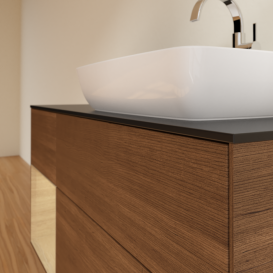 Тумба под раковину Villeroy & Boch Finion 120х50,1 см с подсветкой МДФ шпон грецкого ореха/стекло черное матовое F802PCGN