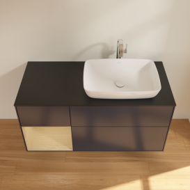 Тумба под раковину Villeroy & Boch Finion 120х50,1 см с подсветкой МДФ темно-синий матовый лак/стекло черное матовое F802PCHG