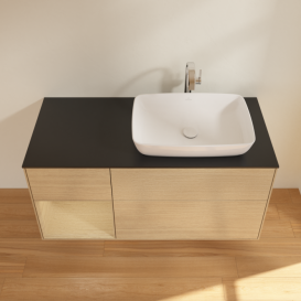 Тумба под раковину Villeroy & Boch Finion 120х50,1 см с подсветкой МДФ шпон дуба/стекло черное матовое F802PCPC