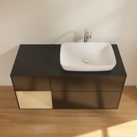 Тумба под раковину Villeroy & Boch Finion 120х50,1 см с подсветкой МДФ черный матовый лак/стекло черное матовое F802PCPD