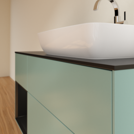 Тумба под раковину Villeroy & Boch Finion 120х50,1 см с подсветкой МДФ оливковый матовый лак/стекло черное матовое F802PDGM