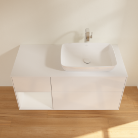 Тумба под раковину Villeroy & Boch Finion 120х50,1 см с подсветкой МДФ глянцевый белый лак/стекло белое матовое G801GFGF