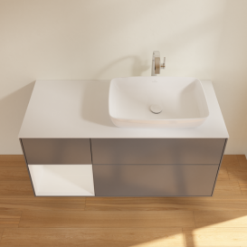 Тумба под раковину Villeroy & Boch Finion 120х50,1 см с подсветкой МДФ антрацит матовый лак/стекло белое матовое G801GFGK